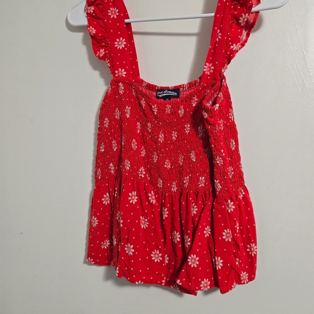 Freshman Red and White Patterned Top